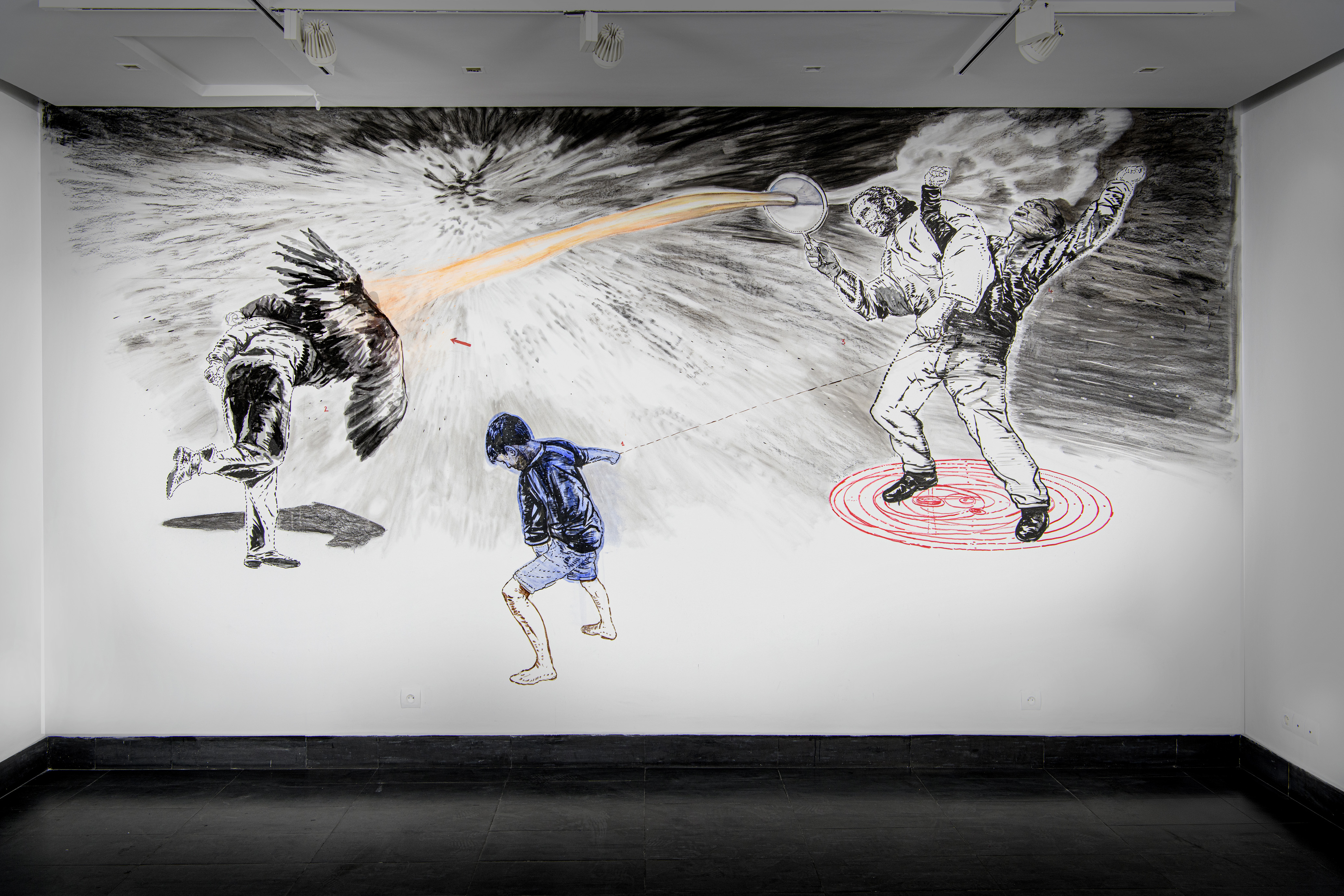 Des Mythes sans Légendes- Oeuvre in situ - Technique mixte sur mur - 280x536 - 2025 La galerie 38 