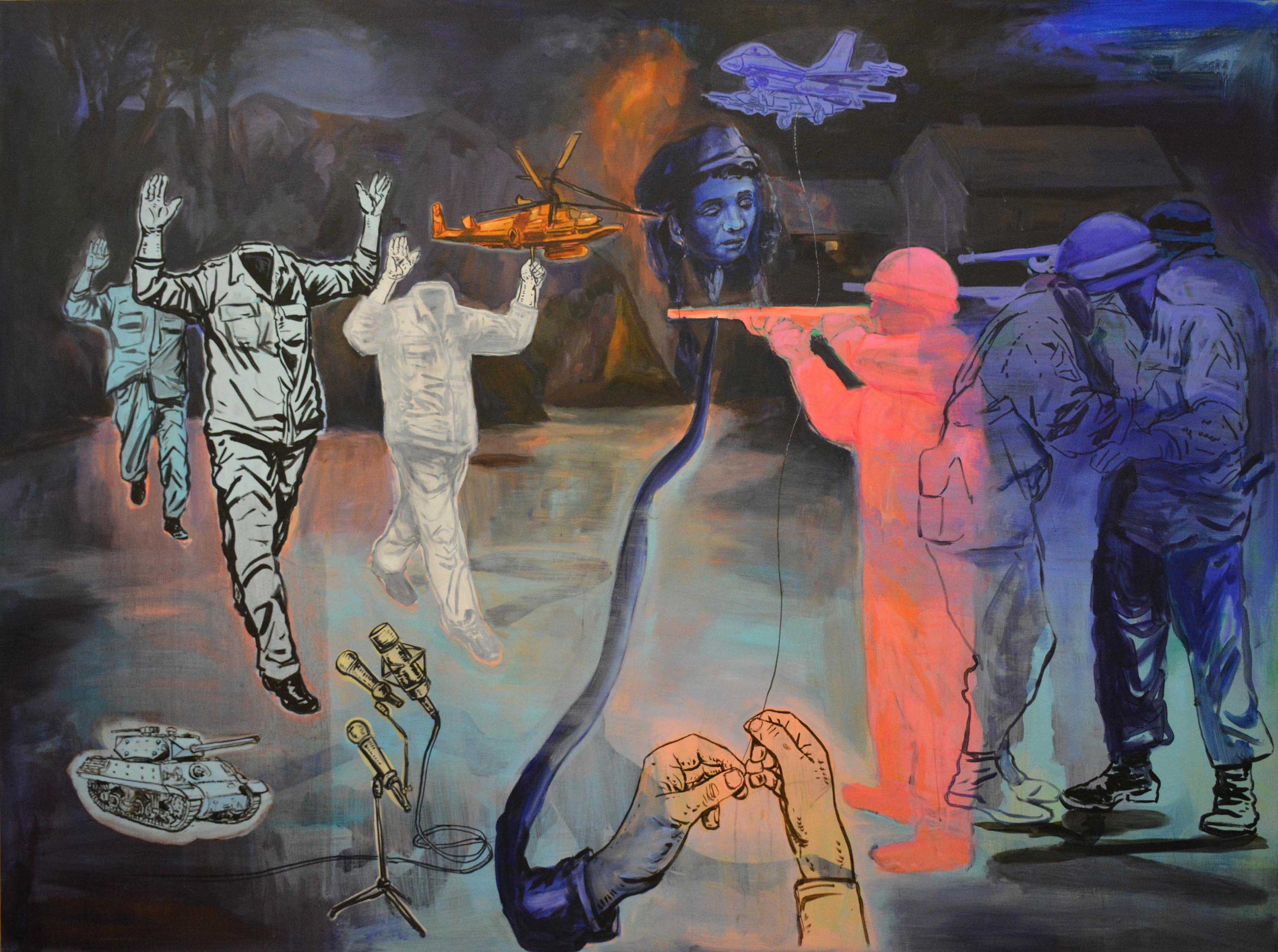 En un battement de cils le vivant disparait Technique mixte sur toile 150x200 - 2024